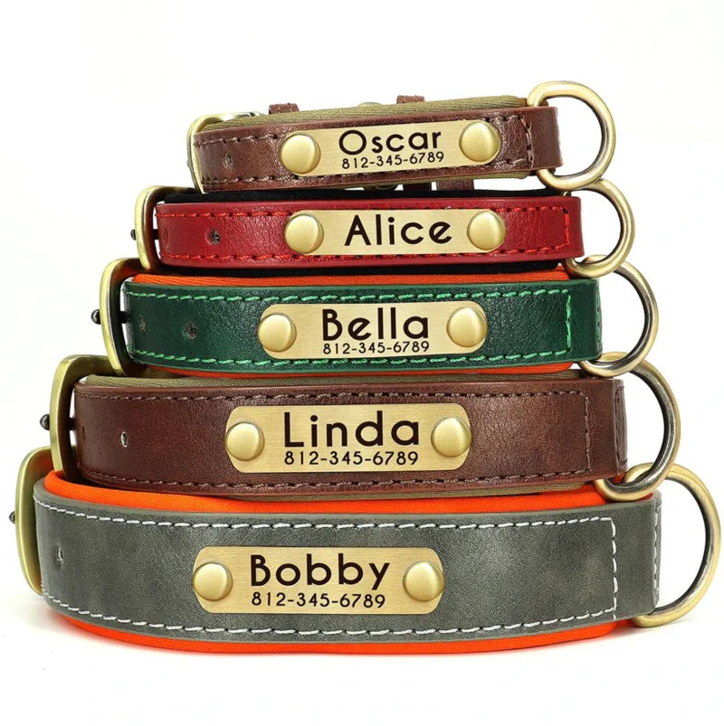 Personalised Dog Collar UK - Personalised Leather Dog Collar With Name & Phone Number - Embossed Dog Collar